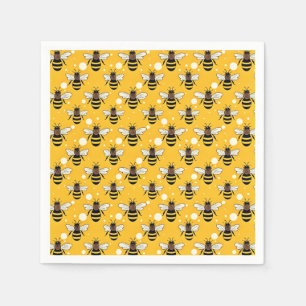 Serviette En Papier Abeilles de miel Motif Jaune