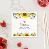 Serviette En Papier Abeilles mignonnes et tournesols Baby shower Eucal (En situation)