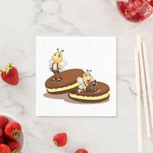 Serviette En Papier Abeilles Sur Deux Biscuits Papier Serviettes