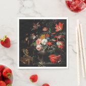 Serviette En Papier Abraham Mignon Le Bouquet Renversé. Floral (En situation)