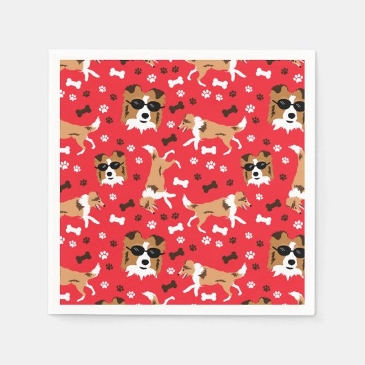 Serviette En Papier Abris Shetland Sheepdog Collie Chien Motif (Devant)