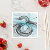 Serviette En Papier Abstract Anthracite Gray Blue Modern Fractal Art (En situation)