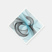 Serviette En Papier Abstract Anthracite Gray Blue Modern Fractal Art (Coin)
