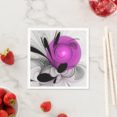 Serviette En Papier Abstract Black Gray With Magenta Fractal Art (En situation)