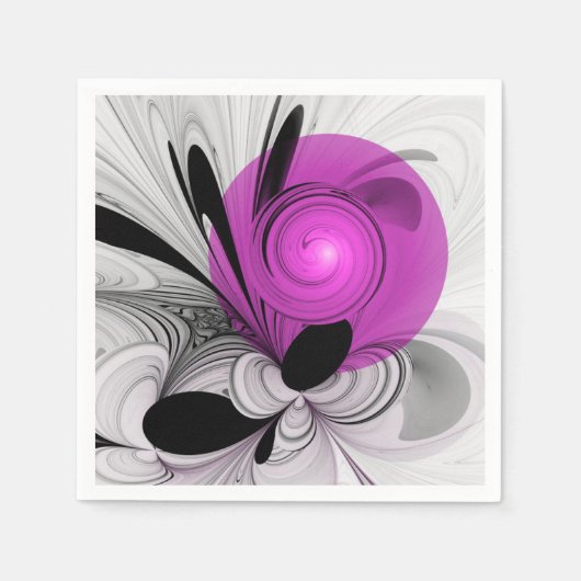 Serviette En Papier Abstract Black Gray With Magenta Fractal Art (Devant)