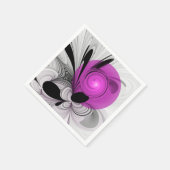 Serviette En Papier Abstract Black Gray With Magenta Fractal Art (Coin)