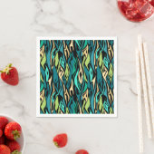 Serviette En Papier Abstract black turquoise (En situation)
