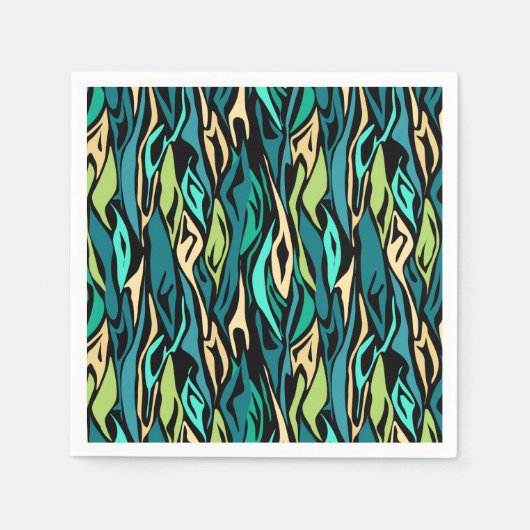 Serviette En Papier Abstract black turquoise (Devant)