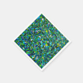 Serviette En Papier Abstract Design Blue Green Waves Shapes (Coin)