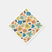 Serviette En Papier Abstract Hand-Drawn Boho Floral Pattern (Coin)