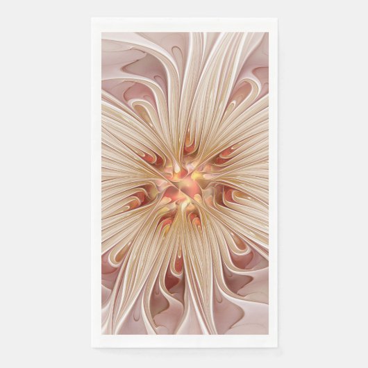 Serviette En Papier Abstract Modern Peach Pastel Flower Fractal Art (Devant)