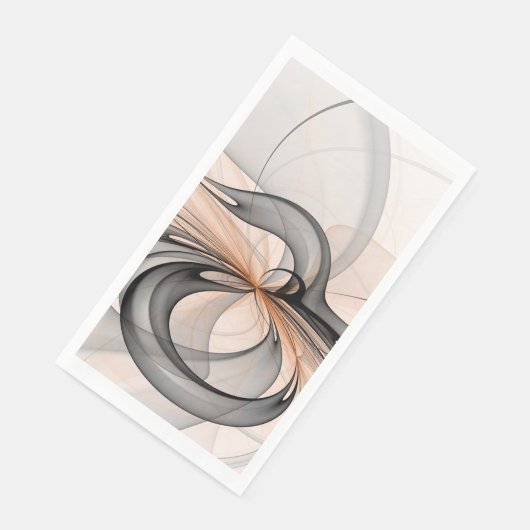Serviette En Papier Abstrait Anthracite Grey Sienna Art moderne fracta (Coin)
