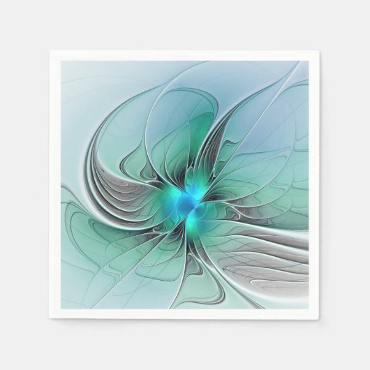 Serviette En Papier Abstrait avec bleu, art fractal moderne (Devant)