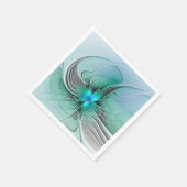 Serviette En Papier Abstrait avec bleu, art fractal moderne (Coin)