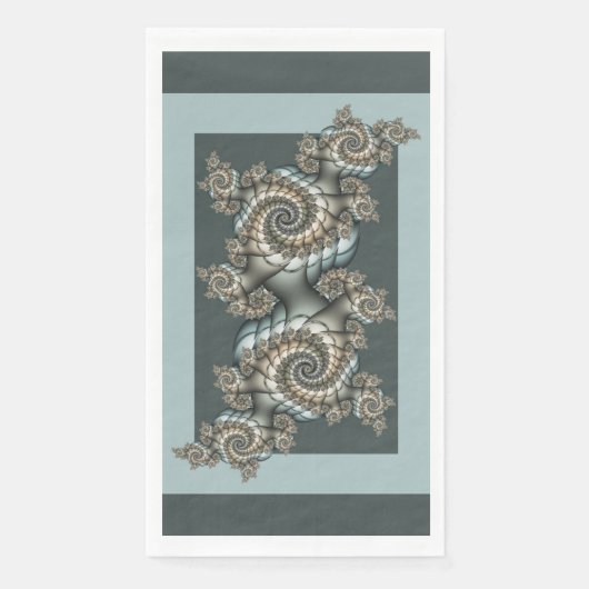 Serviette En Papier Abstrait Beige clair Bleu Fractal Art Spirales (Devant)