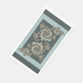 Serviette En Papier Abstrait Beige clair Bleu Fractal Art Spirales (Coin)