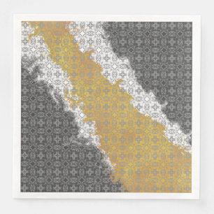 Serviette En Papier Abstrait blanc, gris, bronze, or Vintage Motif