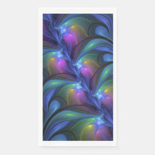 Serviette En Papier Abstrait Bleu Rose Vert Lumineux Coloré Fractal