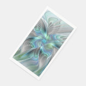 Serviette En Papier Abstrait Bleu Vert Papillon Imaginaire Fractal Art (Coin)