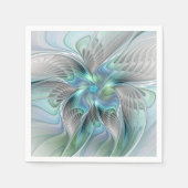 Serviette En Papier Abstrait Bleu Vert Papillon Imaginaire Fractal Art (Devant)
