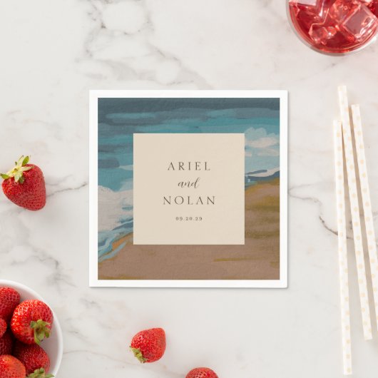Serviette En Papier Abstrait Coastal Chic Mariage moderne (En situation)