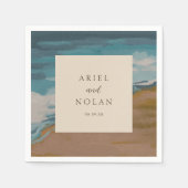 Serviette En Papier Abstrait Coastal Chic Mariage moderne (Devant)
