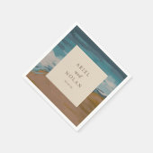 Serviette En Papier Abstrait Coastal Chic Mariage moderne (Coin)