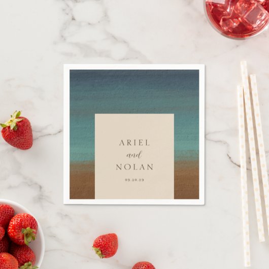 Serviette En Papier Abstrait Coastal Chic Mariage moderne (En situation)