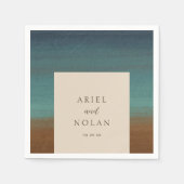 Serviette En Papier Abstrait Coastal Chic Mariage moderne (Devant)