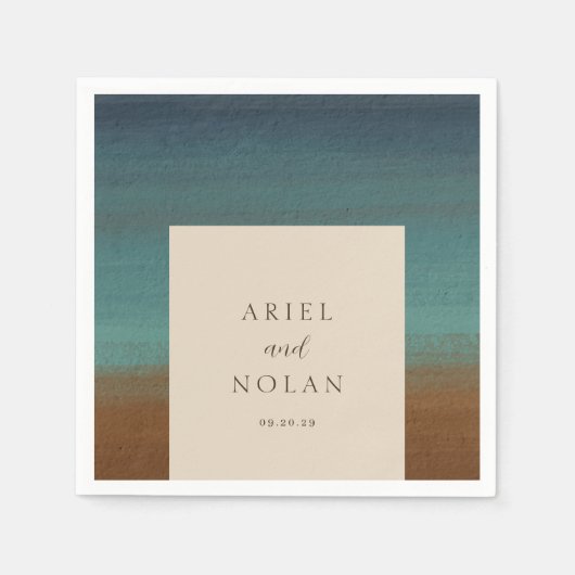 Serviette En Papier Abstrait Coastal Chic Mariage moderne (Devant)