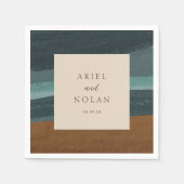 Serviette En Papier Abstrait Coastal Chic Mariage moderne (Devant)