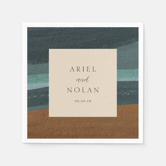 Serviette En Papier Abstrait Coastal Chic Mariage moderne (Devant)