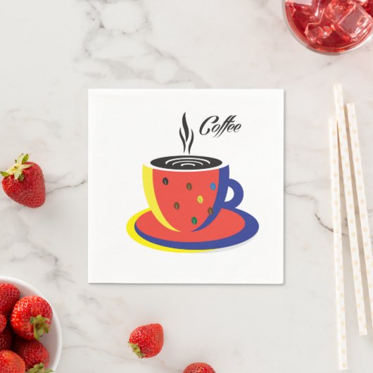 Serviette En Papier Abstrait "Coffee Cup" Pop Art tendance stylish (En situation)