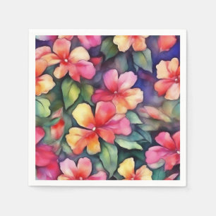 Serviette En Papier Abstrait coloré Impatiens Fleurs Motif