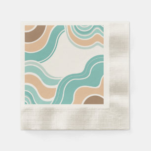Serviette En Papier Abstrait coloré ondulé bleu orange marron