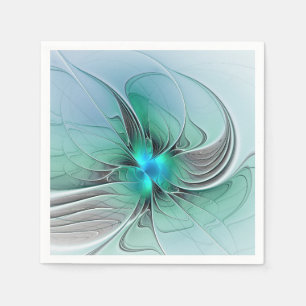 Serviette En Papier Abstrait De Bleu, Art Fractal Moderne