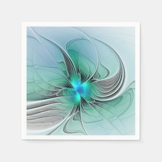 Serviette En Papier Abstrait De Bleu, Art Fractal Moderne (Devant)