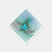 Serviette En Papier Abstrait De Bleu, Art Fractal Moderne (Coin)