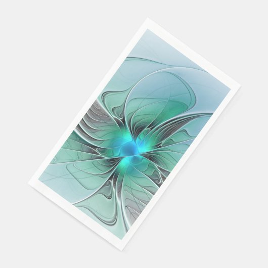 Serviette En Papier Abstrait De Bleu, Art Fractal Moderne (Coin)