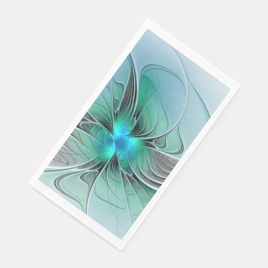 Serviette En Papier Abstrait De Bleu, Art Fractal Moderne (Coin)