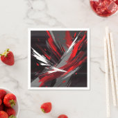 Serviette En Papier Abstrait Énergétique Rouge Et Gris Gras (En situation)