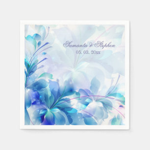 Serviette En Papier Abstrait Floral Arrière - plan Bleu Et Blanc Monog
