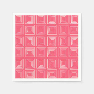 Serviette En Papier abstrait géométrique tendance années soixante rose
