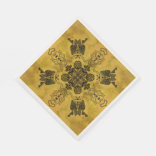 Serviette En Papier Abstrait Goth Tribal Line Dessin Motif répété (Coin)