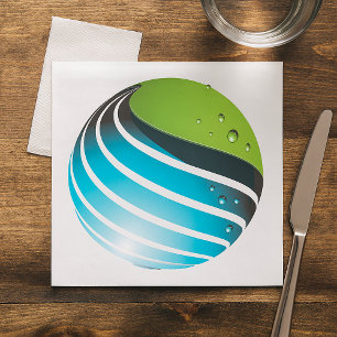 Serviette En Papier Abstrait Green and Blue Globe Modern Earth