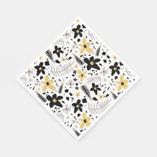 Serviette En Papier Abstrait Gris jaune noir gris sans joint motif flo (Coin)