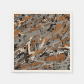 Serviette En Papier Abstrait gris, noir et caramel (Devant)