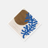 Serviette En Papier Abstrait Matisse Blue Brown Nom personnalisé Maria (Coin)
