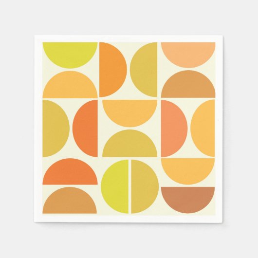 Serviette En Papier Abstrait milieu du siècle moderne cercles orange j (Devant)