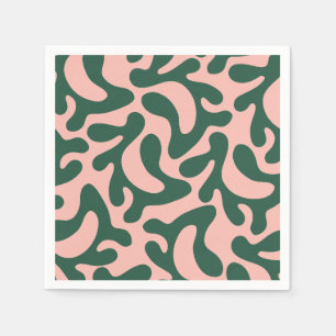 Serviette En Papier Abstrait minimaliste vert et rose